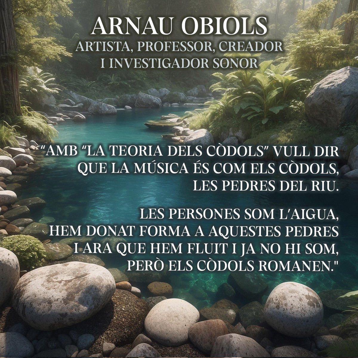 Irene Desumbila (@irenedesumbila) on Twitter photo Escoltar l’entorn és revolucionari. És font de creació, de connexió, de coneixement. La nova dimensió tecnològica ens està xuclant i ara sentim la natura com una remor llunyana. També en l’art. Cal + humanisme. En parlem amb @ArnauObiolsC
Avui 21h La Barrera Del So <a href="/radio4_rne/">radio4_rne</a> Escoltar l’entorn és revolucionari. És font de creació, de connexió, de coneixement. La nova dimensió tecnològica ens està xuclant i ara sentim la natura com una remor llunyana. També en l’art. Cal + humanisme. En parlem amb @ArnauObiolsC
Avui 21h La Barrera Del So <a href="/radio4_rne/">radio4_rne</a>