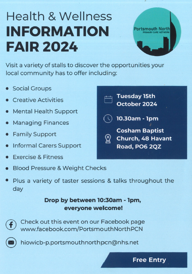 Come and see us tomorrow morning. Our Close Encounters team are at Cosham Baptist Church from 10am to 12pm!