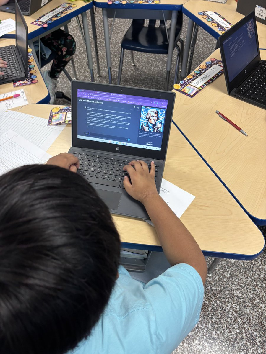 Alexandra Shea (@sheabeteachin) on Twitter photo We are making history come to life by using <a href="/GetSchoolAI/">SchoolAI</a> to chat with Thomas Jefferson! They are comparing his ideas on independence with other famous Virginians and his beliefs. We are future ready! <a href="/Landstown_ES/">Landstown Elementary</a> <a href="/_AGodfrey/">Ashley Godfrey</a> <a href="/lalalaur3n/">Lauren Salas</a> #VBITS We are making history come to life by using <a href="/GetSchoolAI/">SchoolAI</a> to chat with Thomas Jefferson! They are comparing his ideas on independence with other famous Virginians and his beliefs. We are future ready! <a href="/Landstown_ES/">Landstown Elementary</a> <a href="/_AGodfrey/">Ashley Godfrey</a> <a href="/lalalaur3n/">Lauren Salas</a> #VBITS