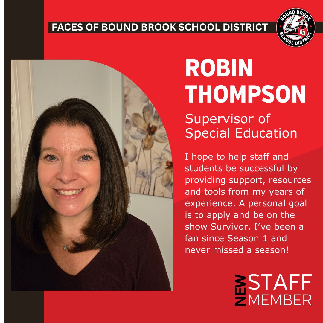 Welcome Robin Thompson who brings more than 20 years of experience in the Special Education field to Bound Brook School District. She officially joins the Crusader team on October 21!