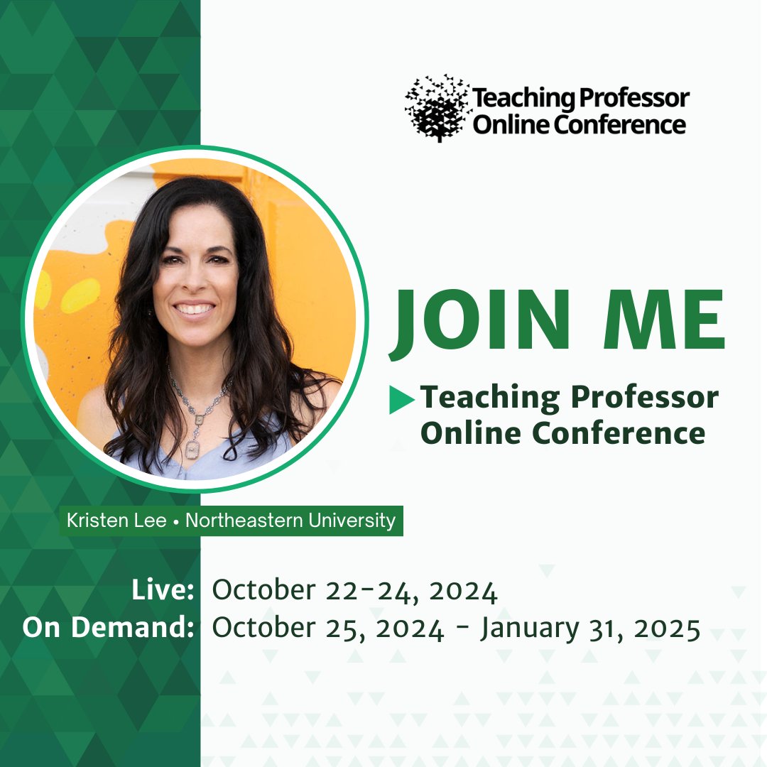 Magnapubs's tweet image. We&apos;re excited to announce that Kristen Lee will be speaking at this year’s Teaching Professor Online Conference (TPOC)! 

Registration is open now at magnapubs.com/TPOC24.​
Hope you’ll be there!​

#teachingprofessorconference #onlineteaching​ #magnapublications