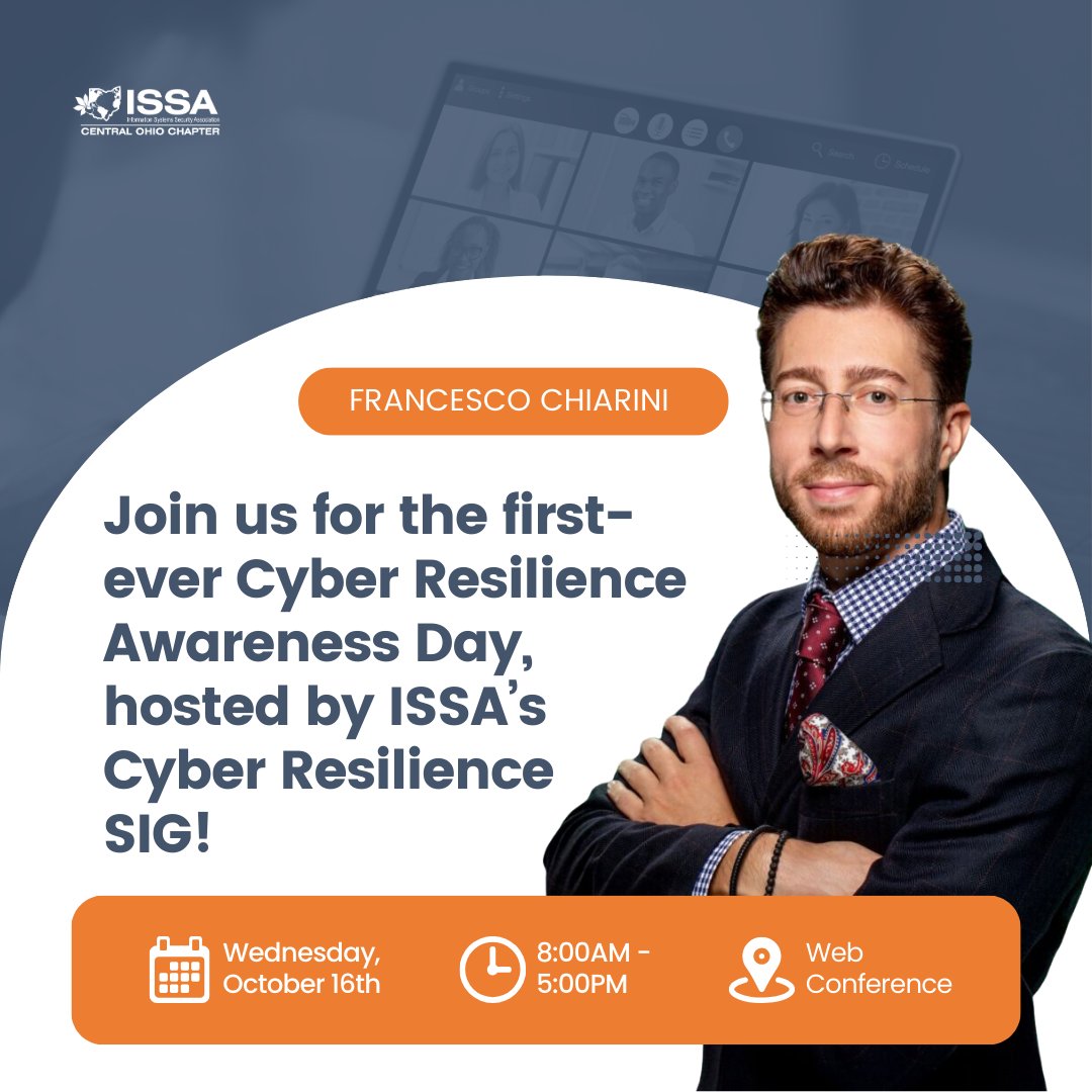 Join us on Oct 16th, for Cyber Resilience Awareness Day, hosted by ISSA’s Cyber Resilience SIG! This free, virtual event will feature expert-led webinars while providing actionable insights for professionals at all levels. ow.ly/yEJL50Tz1nN 
#CyberResilienceDay