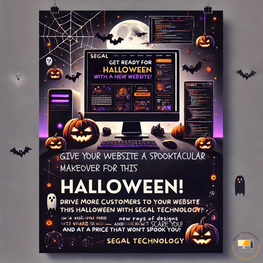 SegalTechnology's tweet photo. 🎃🕸️ Get your website Halloween-ready with Segal Technology! 👻 From fresh designs to tech magic, we’ll make your site stand out—without scaring your budget! 💻✨
#HalloweenMarketing #SpookySeason #SegalTechnology #WebDesign #WebsiteMakeover https://t.co/gm9wxFsltI