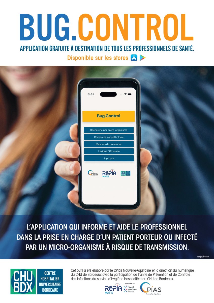 RéPIA (@prev_infection) on Twitter photo 🚀 Testez Bug.Control !
Cette app du @cpiasna vous donne un accès rapide aux 𝐢𝐧𝐟𝐨s clés 𝐬𝐮𝐫 𝐥𝐚 𝐭𝐫𝐚𝐧𝐬𝐦𝐢𝐬𝐬𝐢𝐛𝐢𝐥𝐢𝐭𝐞́ 𝐝𝐞𝐬 🦠, 𝐝𝐞𝐬 𝐩𝐚𝐭𝐡𝐨𝐥𝐨𝐠𝐢𝐞𝐬 𝐞𝐭 𝐥𝐞𝐬 𝐦𝐞𝐬𝐮𝐫𝐞𝐬 𝐝𝐞 𝐩𝐫𝐞́𝐯𝐞𝐧𝐭𝐢𝐨𝐧.
📲 preventioninfection.fr/actualites/lan… 🚀 Testez Bug.Control !
Cette app du @cpiasna vous donne un accès rapide aux 𝐢𝐧𝐟𝐨s clés 𝐬𝐮𝐫 𝐥𝐚 𝐭𝐫𝐚𝐧𝐬𝐦𝐢𝐬𝐬𝐢𝐛𝐢𝐥𝐢𝐭𝐞́ 𝐝𝐞𝐬 🦠, 𝐝𝐞𝐬 𝐩𝐚𝐭𝐡𝐨𝐥𝐨𝐠𝐢𝐞𝐬 𝐞𝐭 𝐥𝐞𝐬 𝐦𝐞𝐬𝐮𝐫𝐞𝐬 𝐝𝐞 𝐩𝐫𝐞́𝐯𝐞𝐧𝐭𝐢𝐨𝐧.
📲 preventioninfection.fr/actualites/lan…