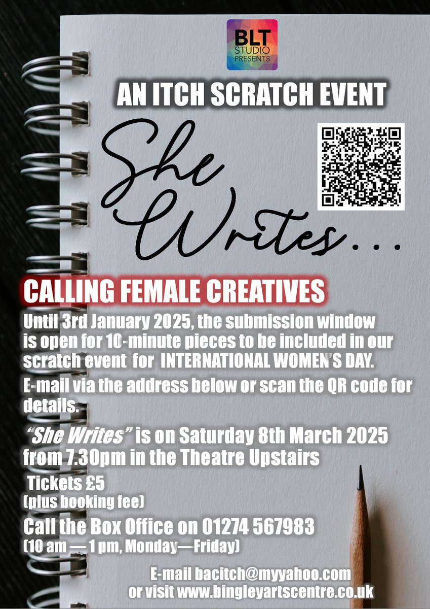 Whilst you're finishing your submissions for our event, our friends at @BingleyArtsCent are looking for submissions from female-identfying creatives 👇👇👇