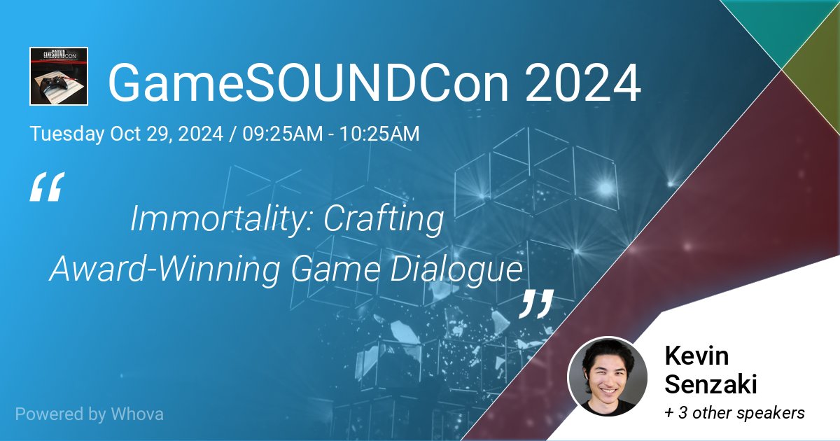 If you're attending GameSOUNDCon, here's the specifics on the talk I'm doing about "Immortality"! It's like first thing Tuesday morning, so bring your exhausted morning-faces
 tinyurl.com/298hhja4