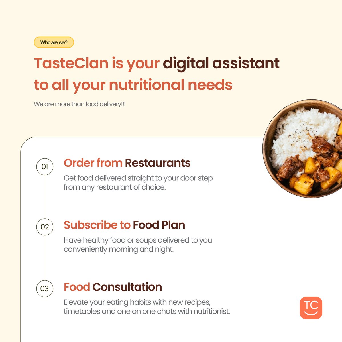 tasteclan's tweet photo. Another week to remind you that TasteClan is your go-to for healthy meal options in Akure

We don’t just connect you to the best food vendors, we prioritize your health by offering personalized meal plans and consultations to suit your needs

Get started https://t.co/2ua6QrUnrh🧑‍🍳 https://t.co/ShTC1IobsD