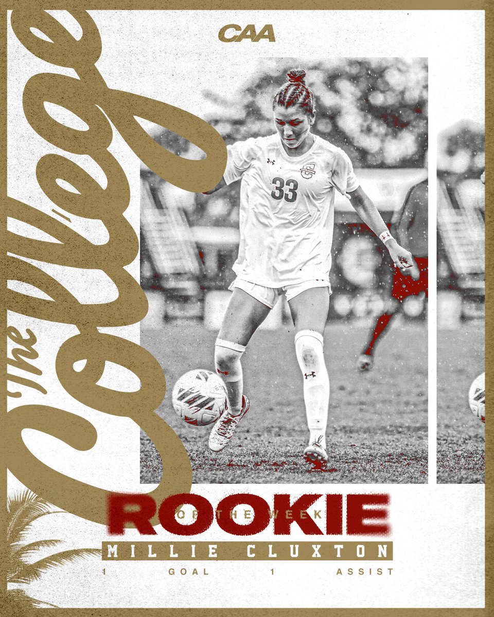 After playing a large role in Sunday’s dominant win over Elon, Millie Cluxton has been named Rookie of the Week! 👏

#TheCollege🌴⚽️