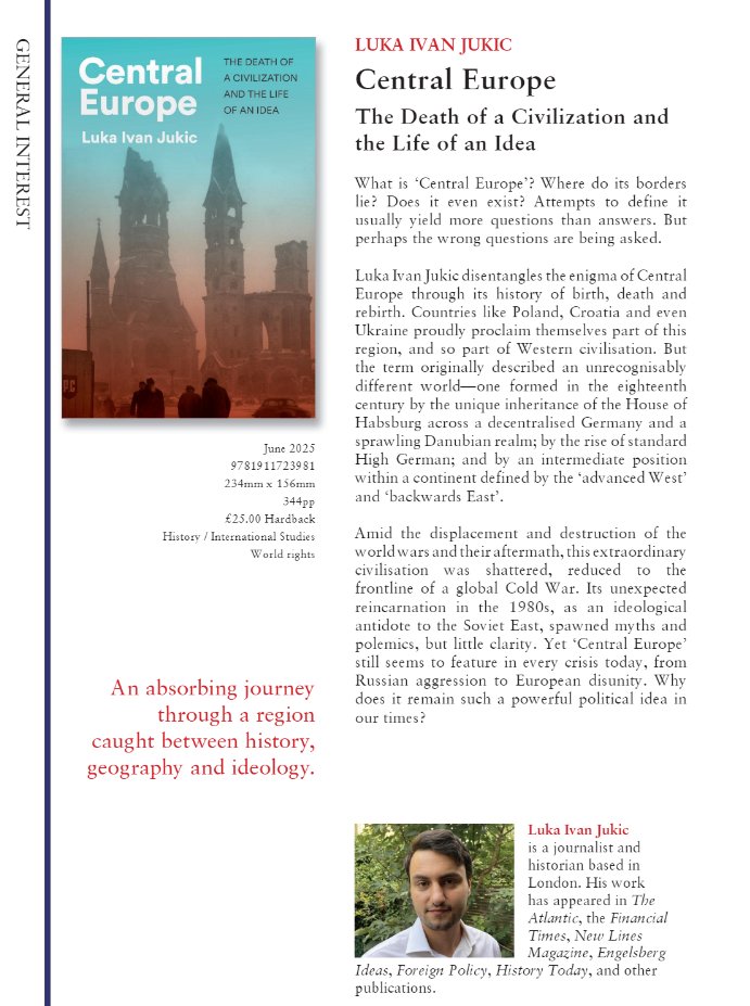 Luka Ivan Jukic (@lijukic) on Twitter photo I am thrilled to announce that my book 'Central Europe: The Death of a Civilization and the Life of an Idea' will be out with <a href="/HurstPublishers/">Hurst Publishers</a> next year.
It explores the rise, fall, and strange resurrection of some place called Central Europe from the 18th c. to the present day! I am thrilled to announce that my book 'Central Europe: The Death of a Civilization and the Life of an Idea' will be out with <a href="/HurstPublishers/">Hurst Publishers</a> next year.
It explores the rise, fall, and strange resurrection of some place called Central Europe from the 18th c. to the present day!