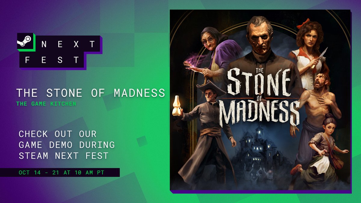 The Steam Next Fest starts today! 

Download the Demo for The Stone of Madness today and plan your escape from the Monastery!

ow.ly/SNjJ50TKWun