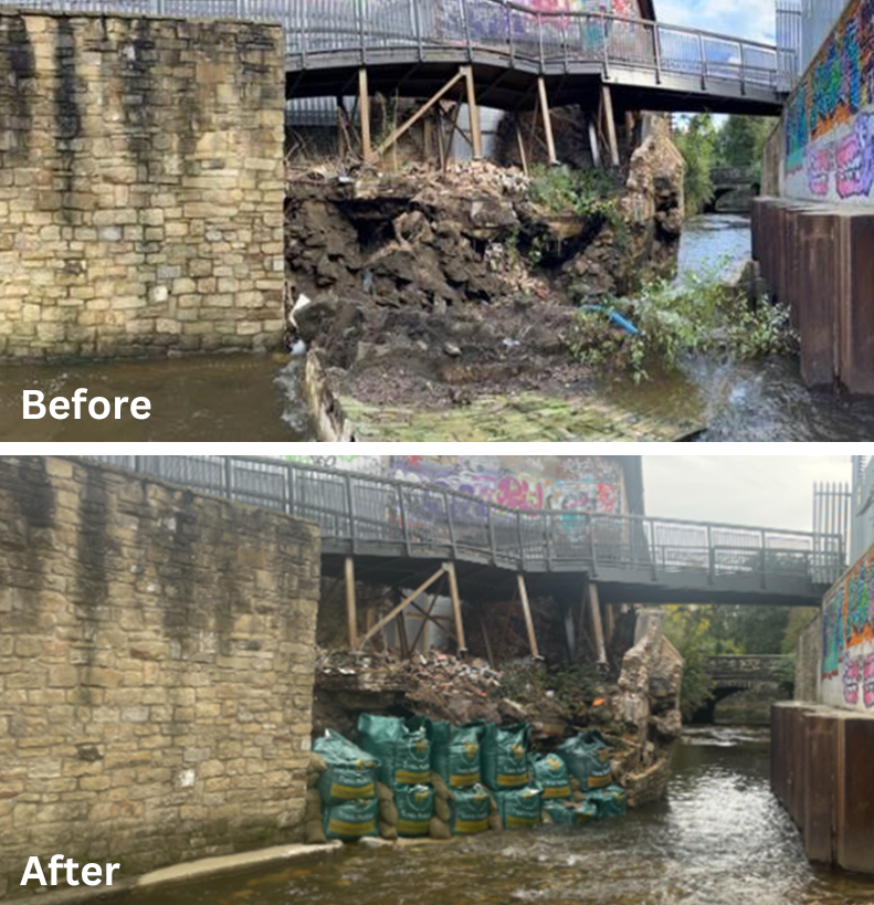 Our partner <a href="/bamukandireland/">BAM UK & Ireland</a> has been hard at work over the weekend, removing 4 tonnes of debris from a collapsed flood wall in the River Sheaf

These efforts have cleared the blockage and reduced flood risk. We continue to work with BAM and <a href="/Arup/">Arup</a> to determine the repairs needed