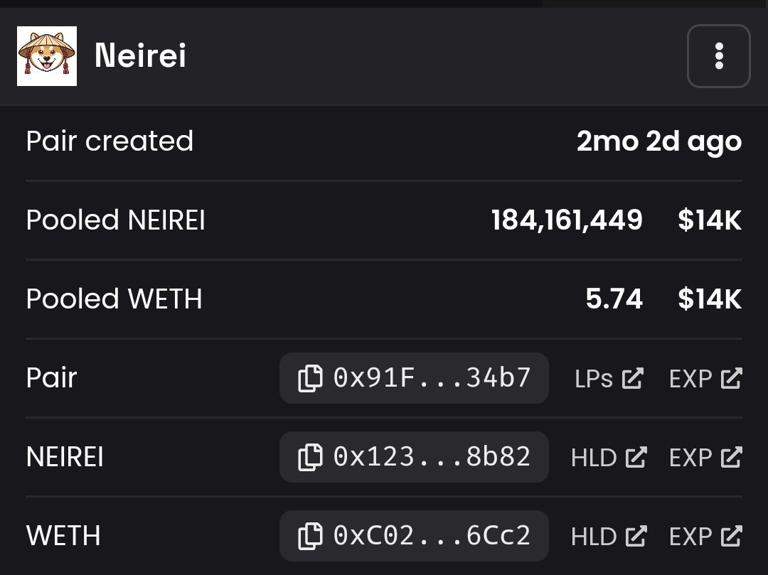 EthNeireiCTO's tweet photo. @WhaleFUD OG Neirei 

https://t.co/fhbLU9go7l https://t.co/YrA43bVgp6