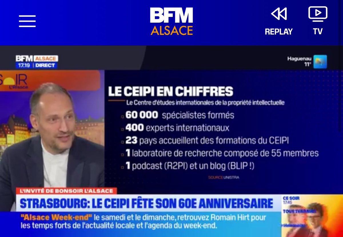 Le <a href="/CEIPIStrasbourg/">CEIPI</a> à l’honneur sur <a href="/BFM_Alsace/">BFM Alsace</a> à l’occasion de ses 60 ans! #60ceipi 

bfmtv.com/alsace/replay-…