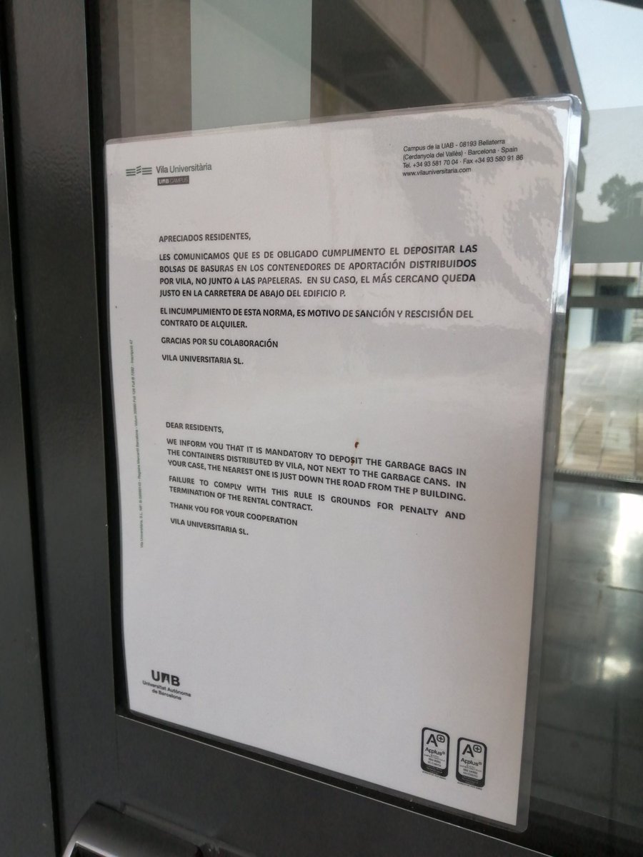 Benvolguda <a href="/UABBarcelona/">Universitat Autònoma de Barcelona</a>, és massa demanar que el català no sigui invisible a la Vila Universitària? <a href="/llenguacat/">Plataforma per la Llengua</a> <a href="/mantincelcatala/">Mantinc el Català</a>
