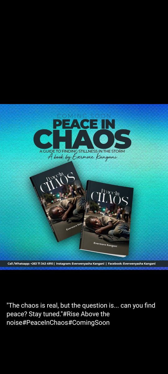 Anesu_Matavire's tweet photo. Coming soon!! #author #lifecoach #writer #peaceandchaos https://t.co/WfurqkhoGp