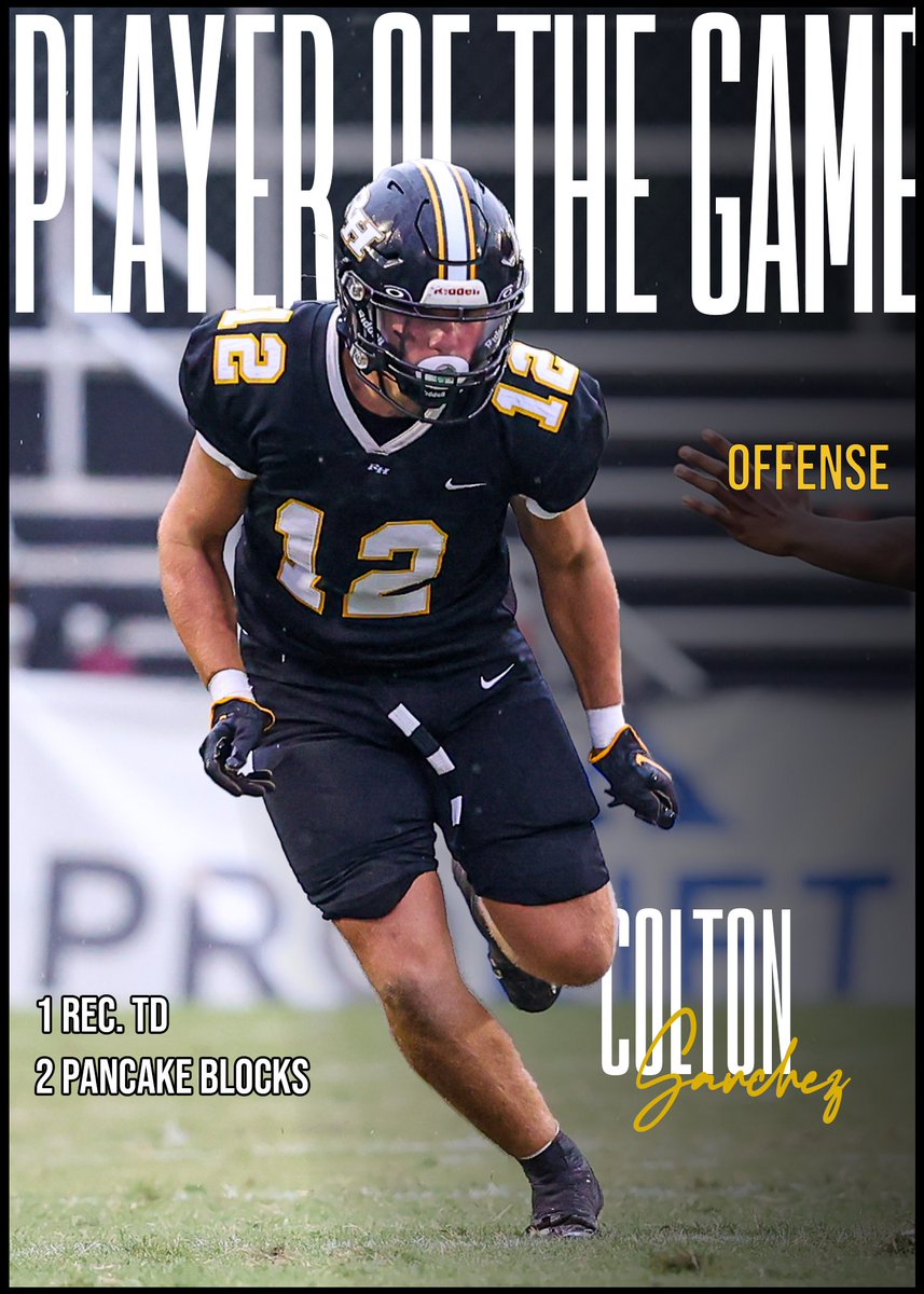 RHHSFootball's tweet photo. 🚨Players of the Game🚨
                vs. Camden

Offense: @Coltoncsanchez 
Defense: Cannon Kuryla
Co-Special Teams: @Walter_Pugh41 / @Gabe_Bauman21 

#BTH | #GTO | #ThisMoment https://t.co/V11xB4mRLu
