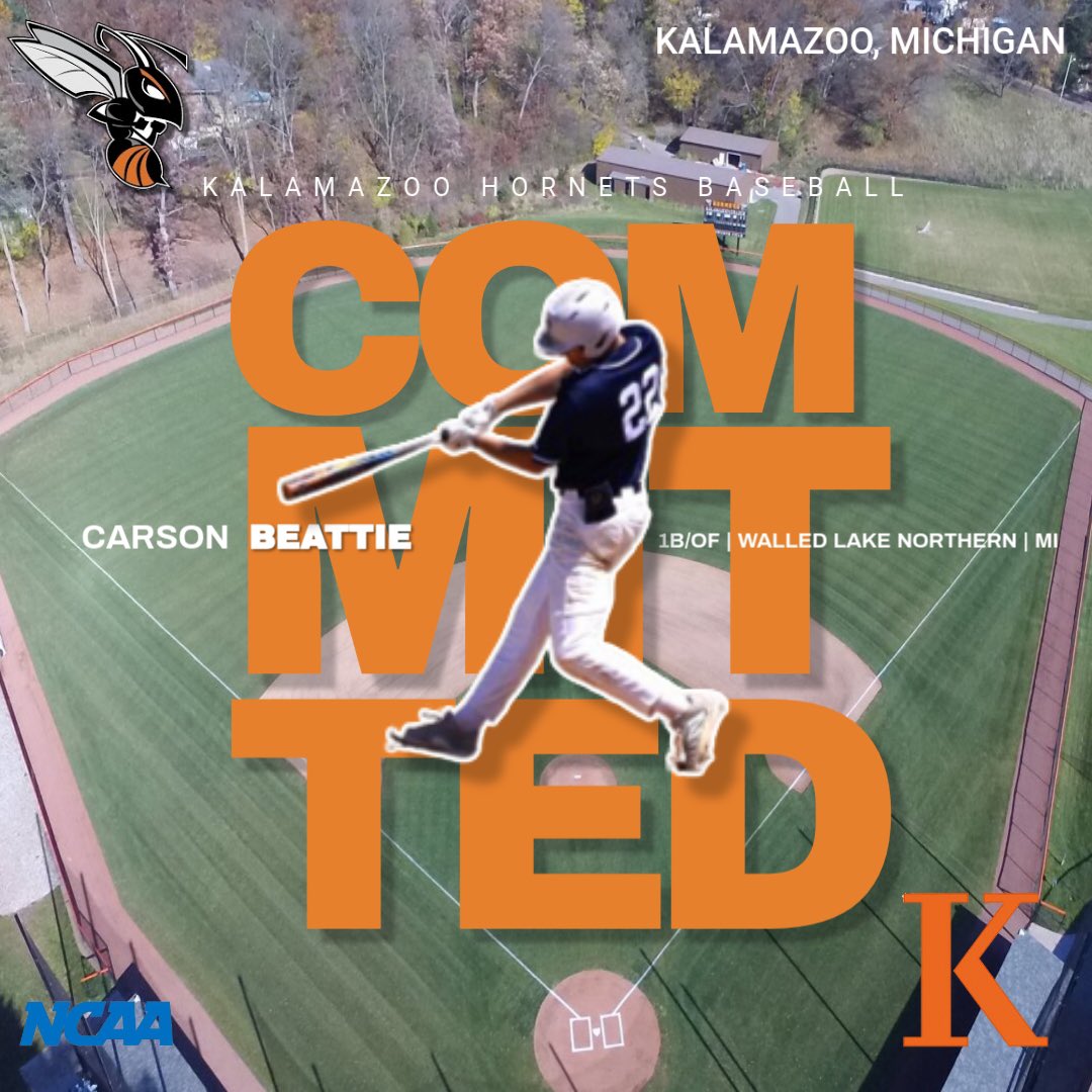 I am honored to announce my commitment to Kalamazoo College. I want to thank Coach Ott and the rest of the Kalamazoo staff for giving me this opportunity and can’t wait for the next four years! Go Hornets🟠⚫️!
