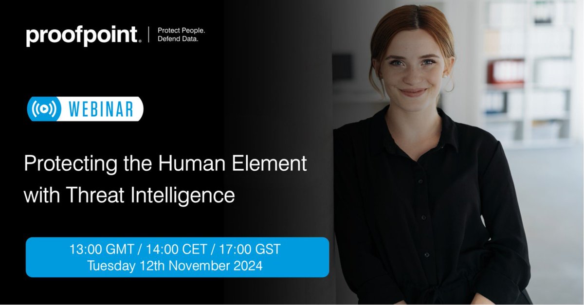 hgillbe's tweet image. Join Proofpoint for a 45-minute live webinar hosted by our best-in-class Threat Research team. Learn how to leverage threat intelligence to safeguard your most valuable asset — your people. Register here bit.ly/403aC72 #CyberSecurity #ThreatIntelligence #CISO