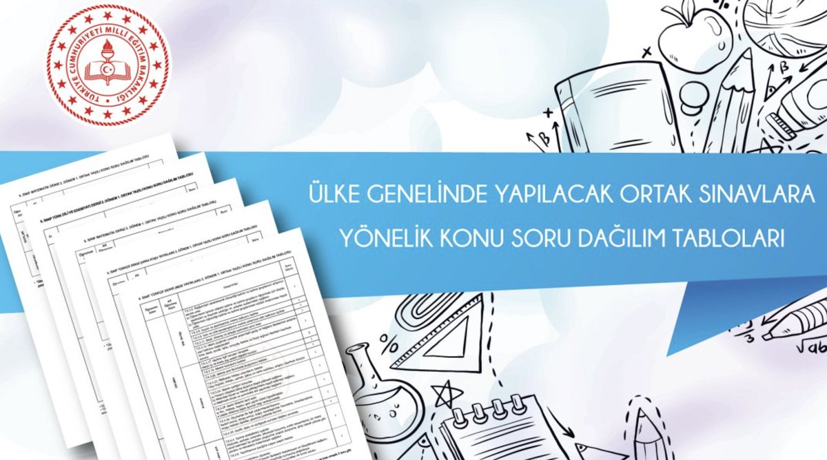 EskisehirODM26's tweet photo. ÜLKE GENELİNDE 6 VE 10. SINIFLAR İÇİN YAPILACAK ORTAK SINAVLARA YÖNELİK KONU SORU DAĞILIM TABLOLARI YAYIMLANDI
https://t.co/fXeQLUwAqk https://t.co/fa5VYyARr8