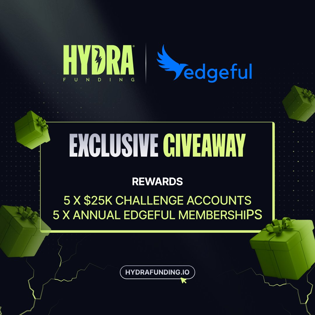 In celebration of our partnership with <a href="/edgeful/">edgeful</a>, we’re teaming up to give away 5 Hydra Challenge Accounts and 5 Annual Edgeful Memberships! 🏆

To enter 👇
1. Like &amp; Retweet this tweet
2. Follow <a href="/hydrafunding/">Hydra Funding</a> &amp; <a href="/edgeful/">edgeful</a>
3. Tag 2 friends in the comments

Ends on October 21, 2024