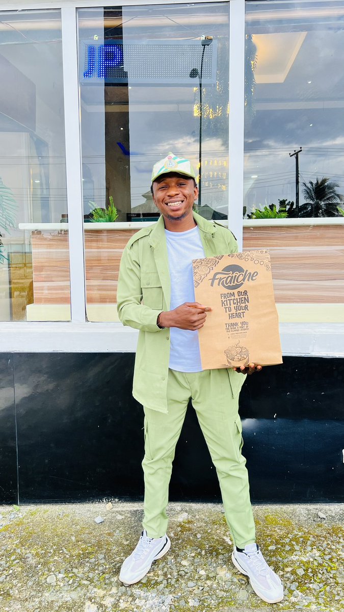 We have a winner for the match prediction. Between the super Eagles and Libya. This vibrant corper <a href="/ikangbo_gabriel/">PETER OBI LAST BORN.</a> rocking his outfit has come to claim his package at Fraiche Restaurant. Thank you <a href="/PoojaMedia/">POOJA!!!</a> <a href="/thenff/">The NFF 🇳🇬</a>