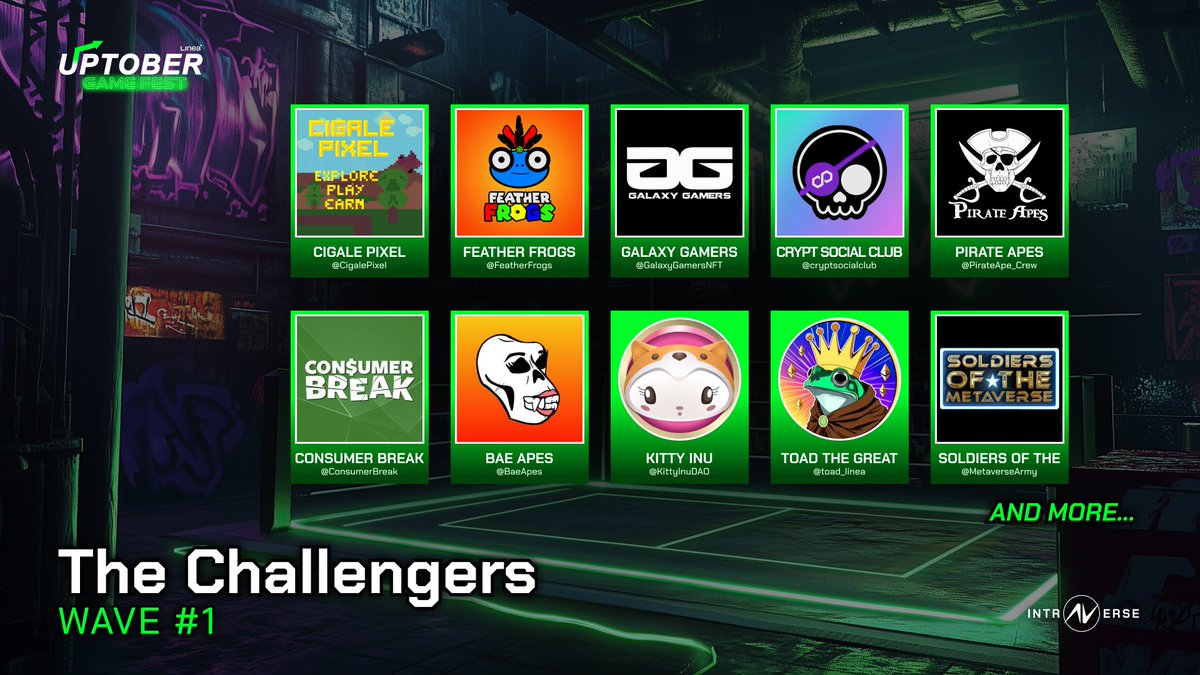 Time to meet the competing projects of #UptoberGameFest🔥

Let’s welcome the first 10 communities battling it out for the $10,000 prize pool⚔️

Stay tuned for more challengers 👀
<a href="/LineaBuild/">Linea.eth</a>