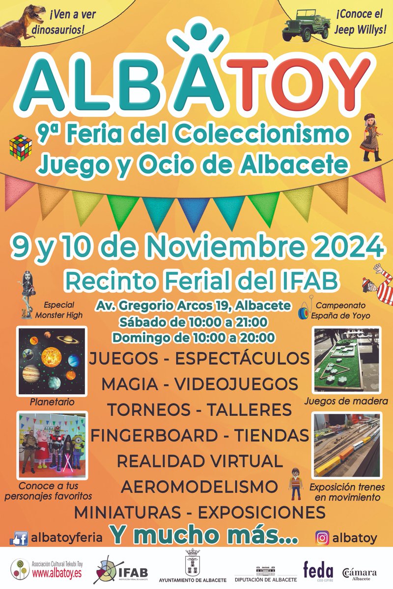 albatoyferia's tweet photo. Regresa #AlbaToy Feria del Coleccionismo, Juego y Ocio de #Albacete  los días 9 y 10 de noviembre en el Recinto Ferial del #IFAB de Albacete. ¡Con muchísimas actividades y sorpresas!  Más información: https://t.co/RBvUdeJjkS https://t.co/Rbfg8g1Z35