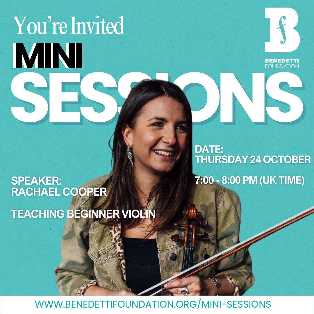 benedetti_fdtn's tweet photo. Mini Session season starts TOMORROW, and we can't wait to see you! 🎶 We’ve got some amazing sessions lined up this month—head to the link in our bio for more info, sign-up links, and details on all upcoming sessions. 💻🎻
#MiniSessions #TheBenedettiFoundation https://t.co/d7p6CfADIK