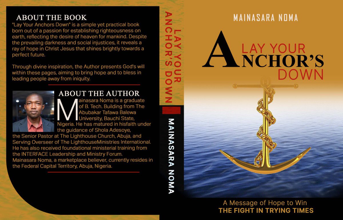MainasaraNoma's tweet image. BOOK RELEASE ALERT…

My upcoming book, LAY YOUR ANCHOR’s DOWN, written in December 2020, is awaiting final publication to mark my 40th birthday.
Kindly help select the back cover you feel is best for me to use.
#BookReleaseAlart #MessageofHope