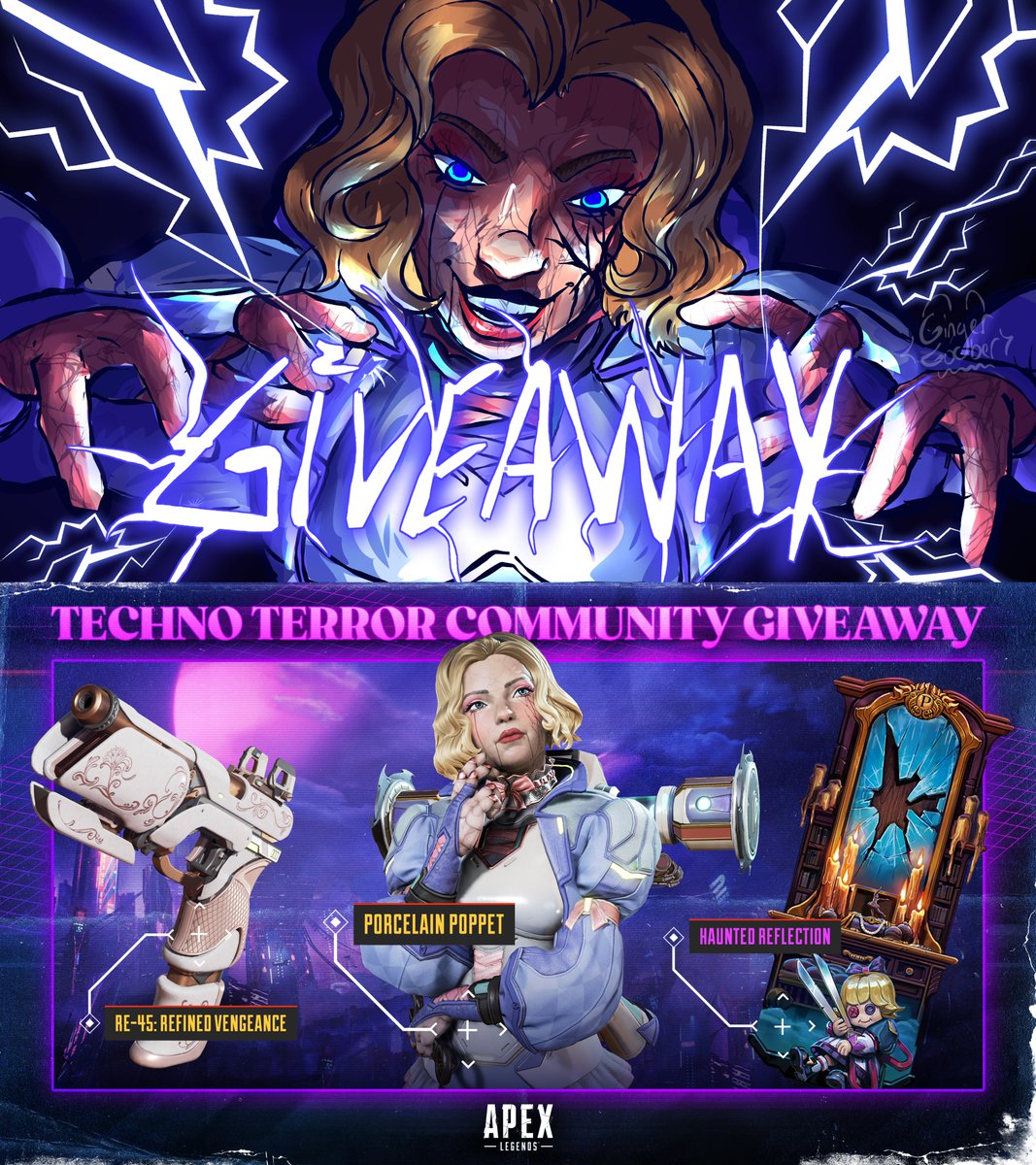 ✂️BOO! ITS G!VEAWAY TIME!⚡️

Wattson has shocked up a frightening bundle that could be yours!

How to enter -
- Follow <a href="/GingerGoober/">🍏Ginger Goober💚</a> &amp; <a href="/PlayApex/">Apex Legends</a> 👻
- Like + Retweet 🦇
- Comment your favorite thing about Halloween! 🎃

Winner will be picked on the 18th! 📅
#apexlegends