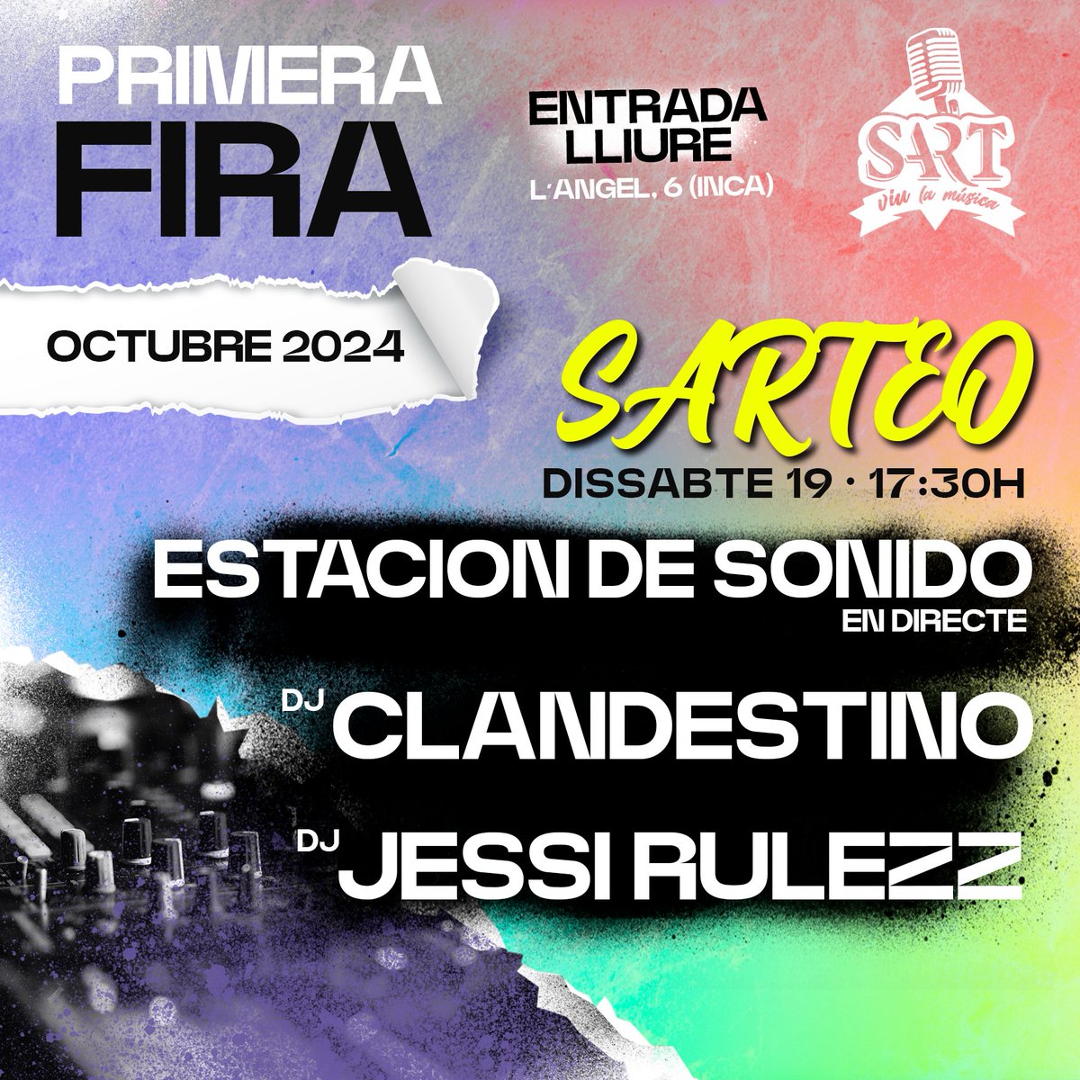 SARTClub's tweet image. 𝟭𝙖 𝙁𝙄𝙍𝘼 Aquest dissabte no serà un dissabte qualsevol... Serà un dissabte de SARTEO! Vine a partir de les 17:30h que la bauxa i la millor festa està assegurada! 😍
.
#sarteo #inca #sartclub #primerafira