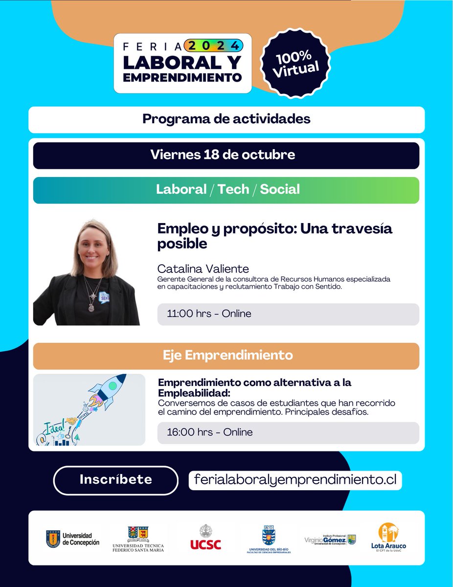 ¡Prepárate para inspirarte y aprender! 🎉🌱
Únete a los webinars de la #FeriaLaboralyEmprendimiento 2024 🚀
Fecha: 📅 16, 17 y 18 de octubre
Horario: ⏰ 11:00 y 16:00 hrs
Plataforma: 💻 Vía Zoom
ferialaboral-emprendimiento.reqlut.com/agenda/activid…
No te pierdas esta oportunidad de crecer y aprender 🌟