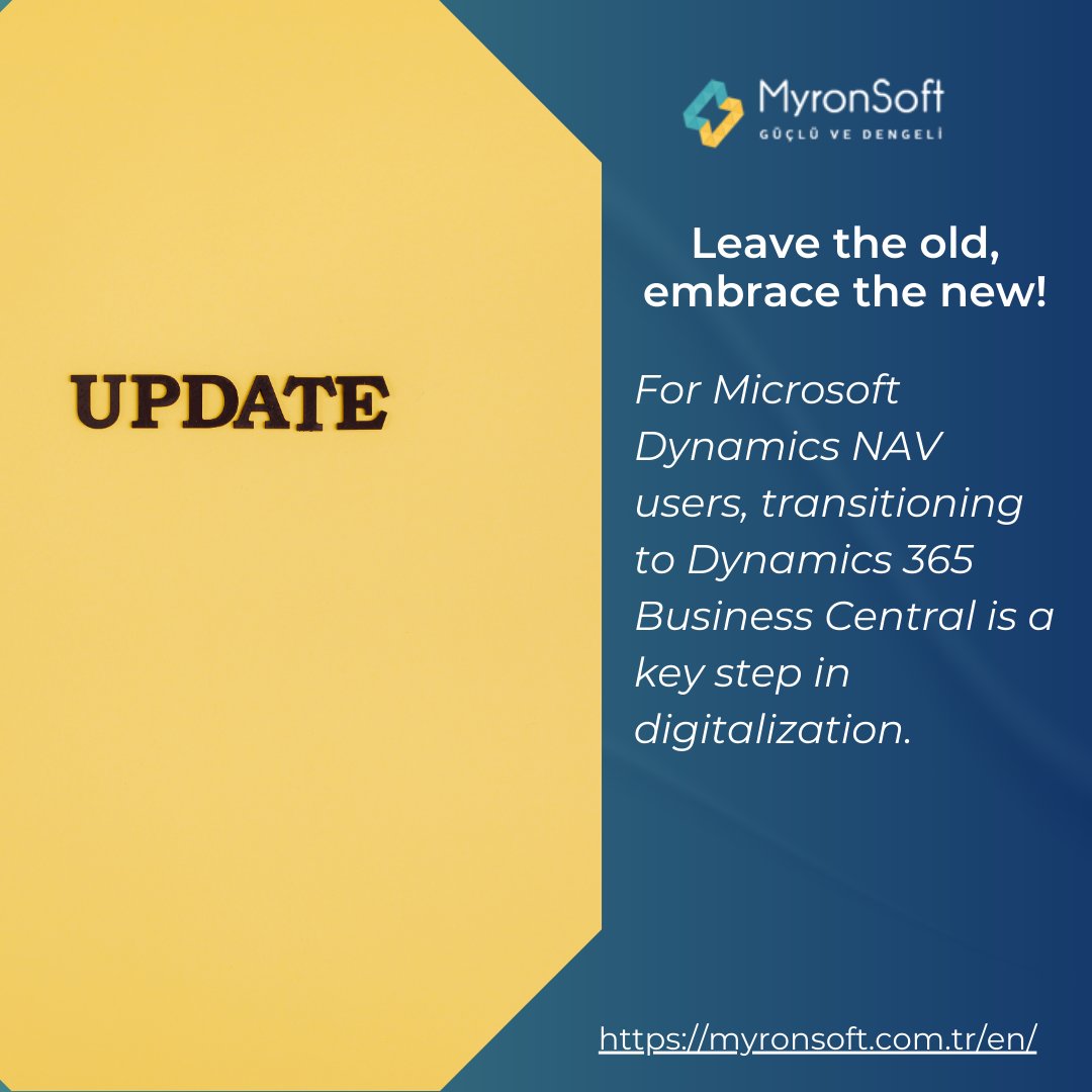 myronsoft's tweet image. Leave the old, embrace the new!

read more…
myronsoft.com.tr/en/hizmetler/u…

#DynamicsNAV #BusinessCentral #ERPTransition #DigitalTransformation #CloudERP #MicrosoftDynamics #BusinessManagement #DataSecurity #FlexibleSolutions #BusinessGrowth #BusinessProcesses #ModernUserInterface