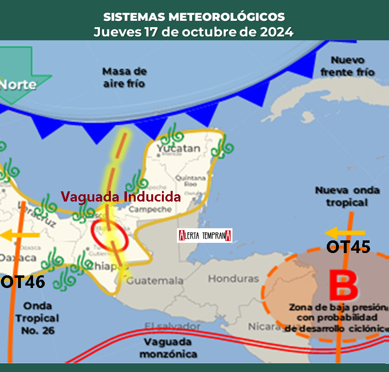 AlertaGt502's tweet photo. 2🇬🇹📝 Interacción entre Sistema Frontal, Sistema de Baja Presión, Onda Tropical 45 y Vaguada Monzónica ocasionarán lluvias de fuertes a intensas sobre el norte y oriente del país, además de vientos de hasta 70km/h, y bajas temperaturas
#ClimaGt #TraficoGt #OndaTropical45 #OT45 https://t.co/epF0y561GN
