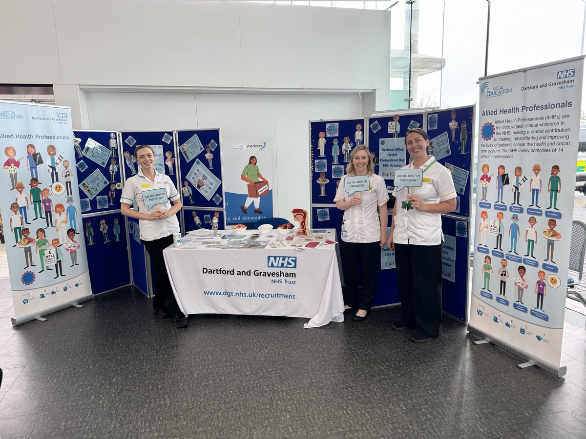 Adult Speech&Language Therapy, Darent Valley Hosp (@dgt_sltdvh) on Twitter photo To celebrate AHP day, our wonderful SLTs and dietetic colleagues went out to spread the word about the amazing work they do ✨️ 🗣 Did you know that dietitians are the AHPs most likely to work at NASA?? 🤯
<a href="/DGTAHPs/">@DGT Allied Health Professionals</a> <a href="/DGTDietitians/">DGTDietitians</a> <a href="/DarentValleyHsp/">Dartford and Gravesham NHS Trust</a> #AHPsDay2024 To celebrate AHP day, our wonderful SLTs and dietetic colleagues went out to spread the word about the amazing work they do ✨️ 🗣 Did you know that dietitians are the AHPs most likely to work at NASA?? 🤯
<a href="/DGTAHPs/">@DGT Allied Health Professionals</a> <a href="/DGTDietitians/">DGTDietitians</a> <a href="/DarentValleyHsp/">Dartford and Gravesham NHS Trust</a> #AHPsDay2024