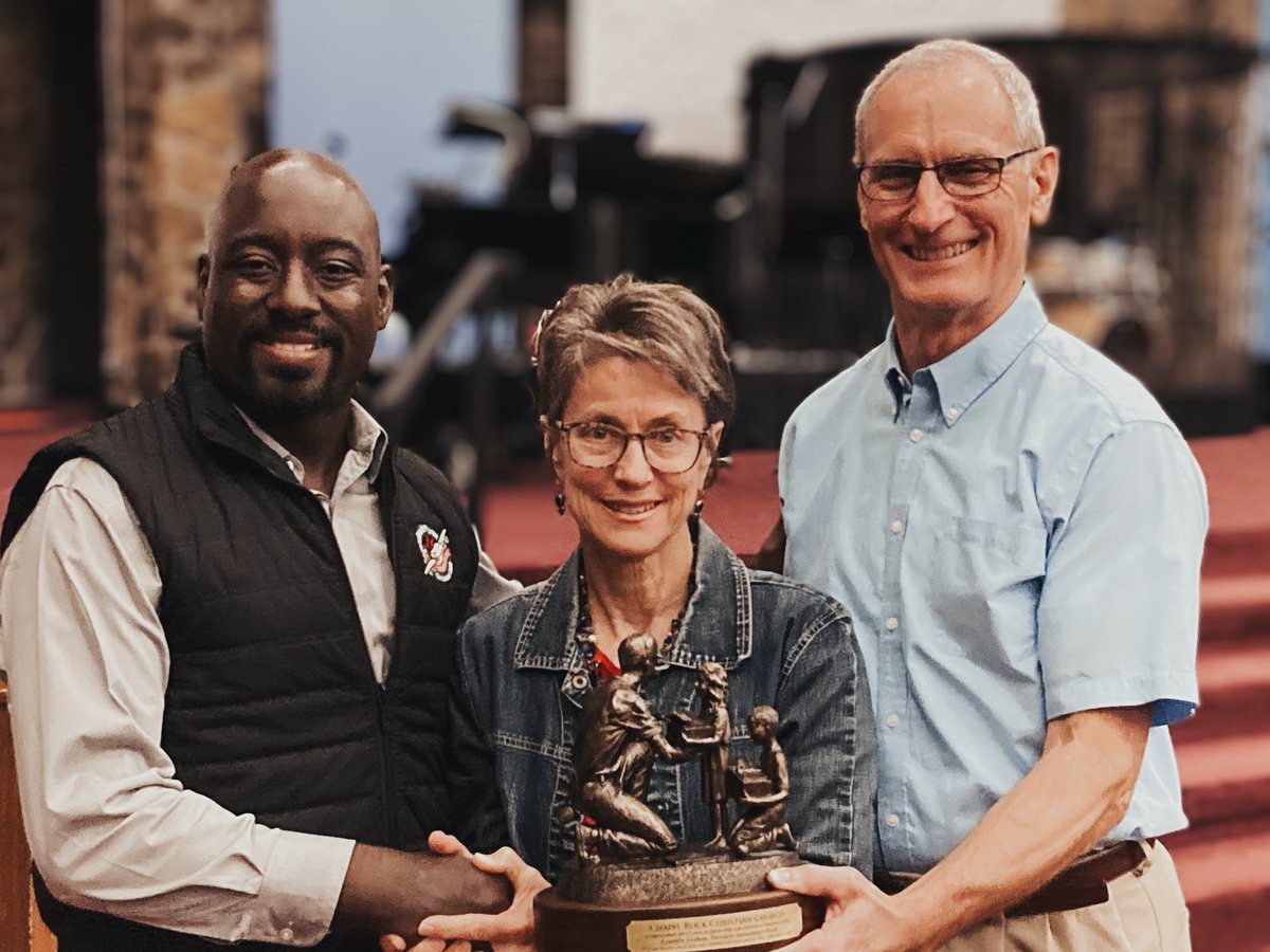 Thomas Blount, Regional Dir. for Operation Christmas Child honored CRCC for its 15 years of service.

The scripture engraved on the statue is "Whoever receives one of these little children in My Name receives Me." - Mark 9:17