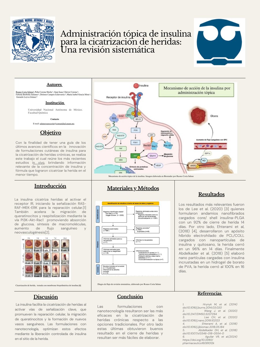 Hola! <a href="/LatinXChem/">LatinXChem</a> aquí pueden ver mi trabajo titulado:  "Administración tópica de la insulina para la cicatrización de heridas: Una revisión sistemática".  #LatinXChem24  #LatinXChemComp