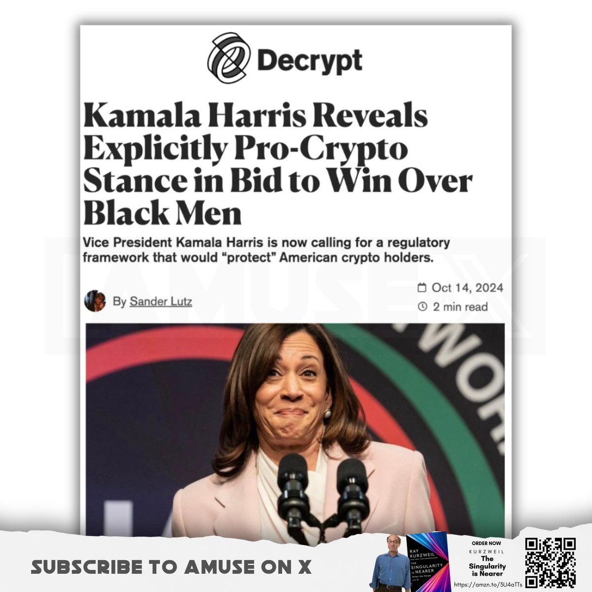 BLACK CRYPTO? Kamala Harris recently promised to create regulatory  framework to protect black men involved in the cryptocurrency market. Her  plan is focused on economic empowerment for black men, which includes  support