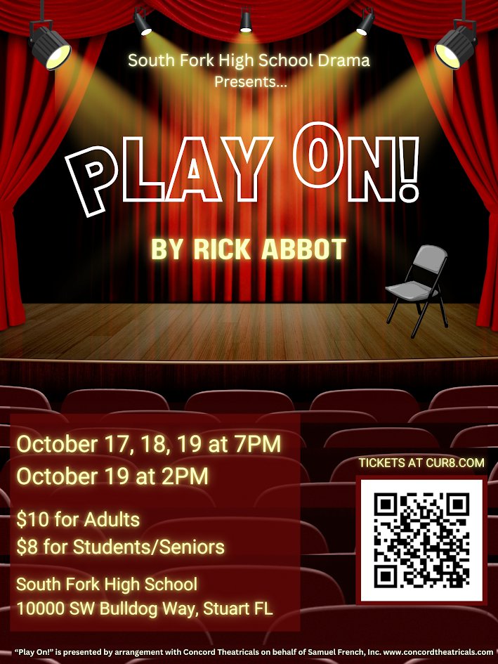 Don't Miss PLAY ON!
The SFHS Fall Play opens this THURSDAY at 7PM and runs through Saturday night!
Get tickets online in advance online at cur8.com/14755/project/… or with cash at the box office before each show.