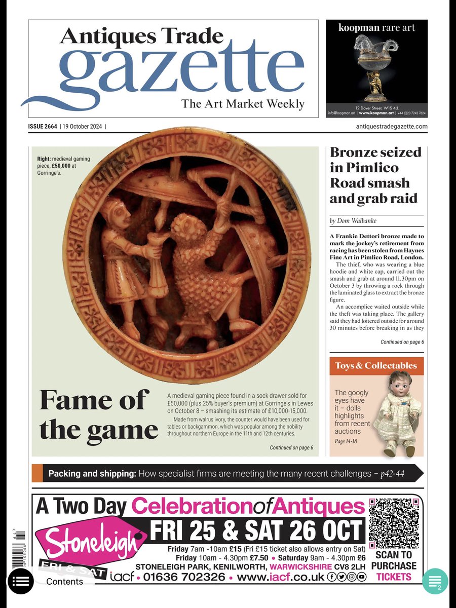 Going for Gold begins….
The ATG ran the first advert spread for the forthcoming LAPADA Fair which runs in London’s Berkeley Square from the 23rd to the 27th of October.