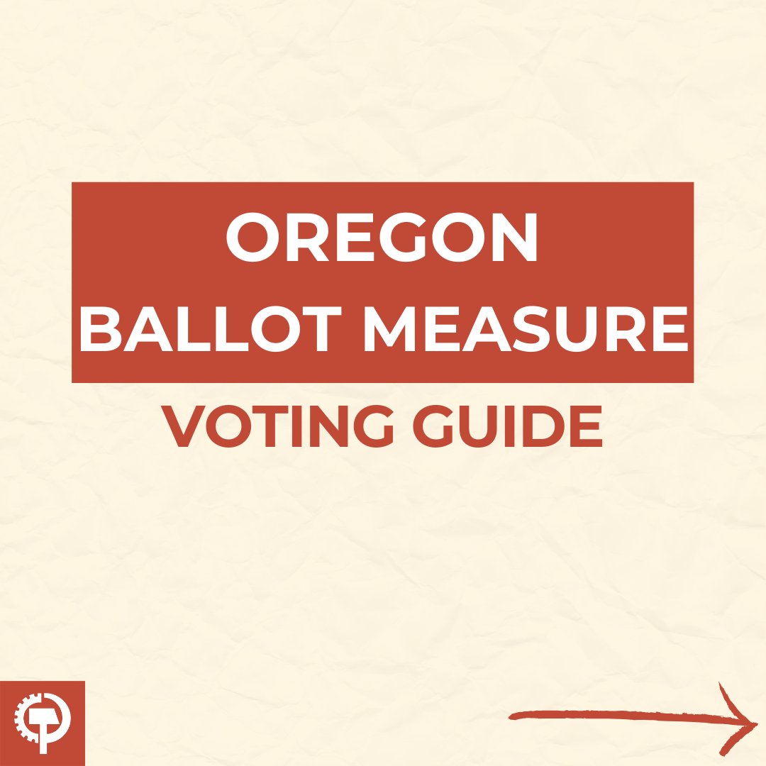OregonCPUSA's tweet photo. Oregonians have multiple ballot measures to vote on in the upcoming November election.

Our suggestions:
- YES on 115, 116, 117, 119
- NO on 118 https://t.co/6HoQ0syHjR