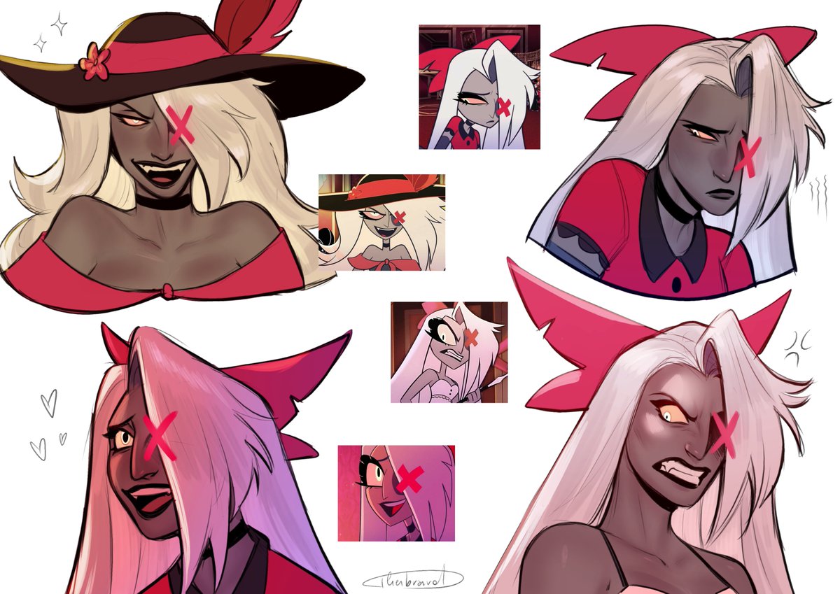 4lienbrainrot's tweet photo. Face studies 🌈🎀📻🍎
#hazbinhotel 
#CharlieMorningstar #Vaggie #Alastor #LuciferMorningstar https://t.co/M6CcNK6bu6