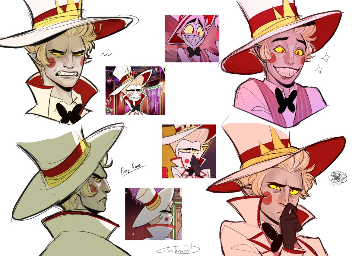 Face studies 🌈🎀📻🍎
#hazbinhotel 
#CharlieMorningstar #Vaggie #Alastor #LuciferMorningstar