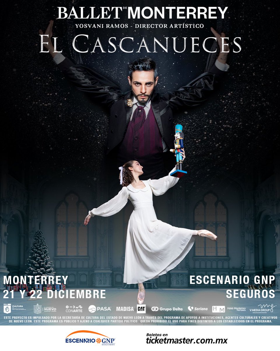 ¡Ya es hora!
Te esperamos para revivir el clásico navideño “El Cascanueces”, ahora en el espectacular Escenario GNP Seguros.
Disfrútalo en la víspera de Navidad este 21 y 22 de diciembre.
Boletos en shops.ticketmasterpartners.com/casca