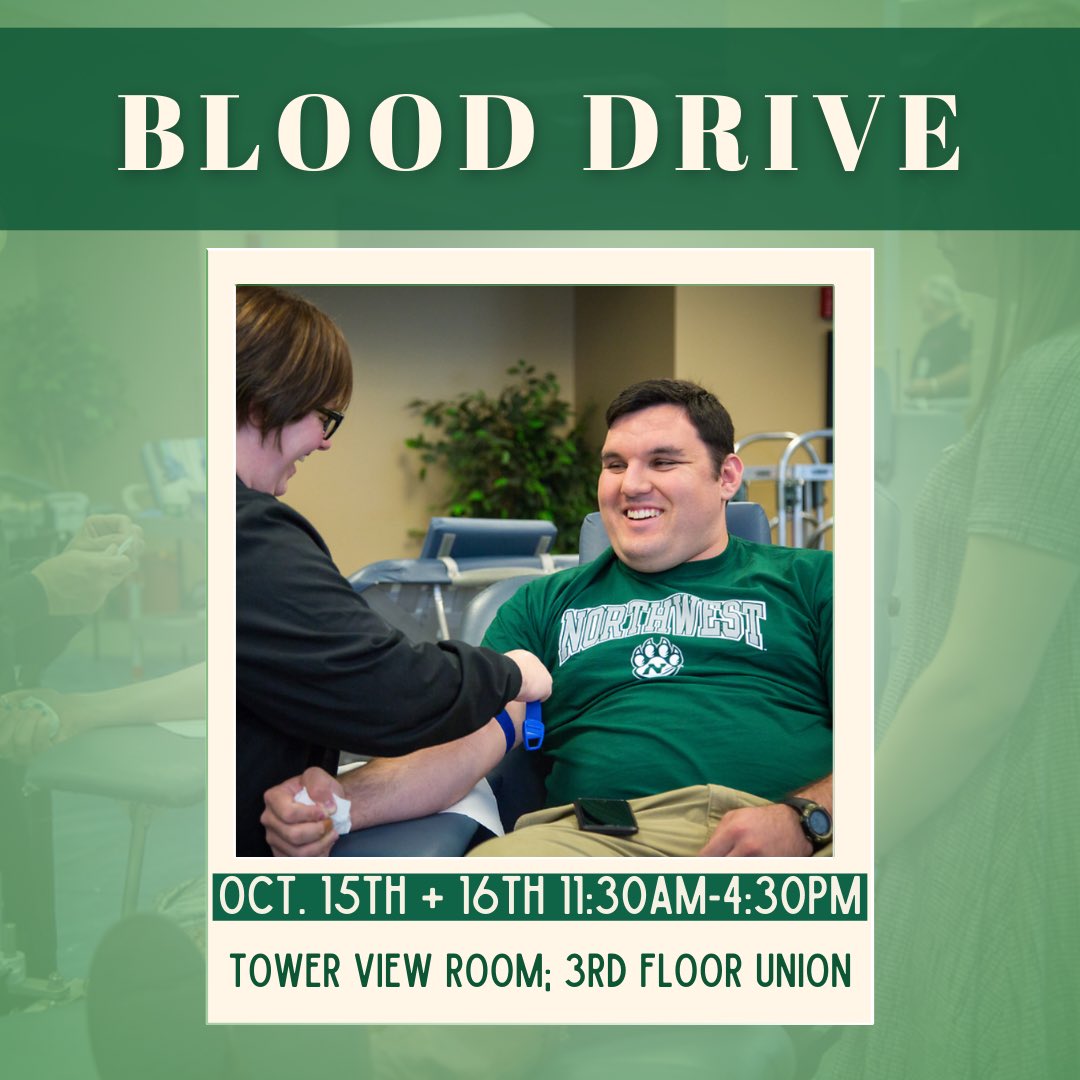 This Tuesday &amp; Wednesday the annual Homecoming blood drive will be from 11:00 a.m. - 4:30 p.m. Organization will rep over supremacy points if they donate, get pricked, or donate money! Use the links in our Instagram bio to sign up! 

Questions? Email: hocophil@nwmissouri.edu