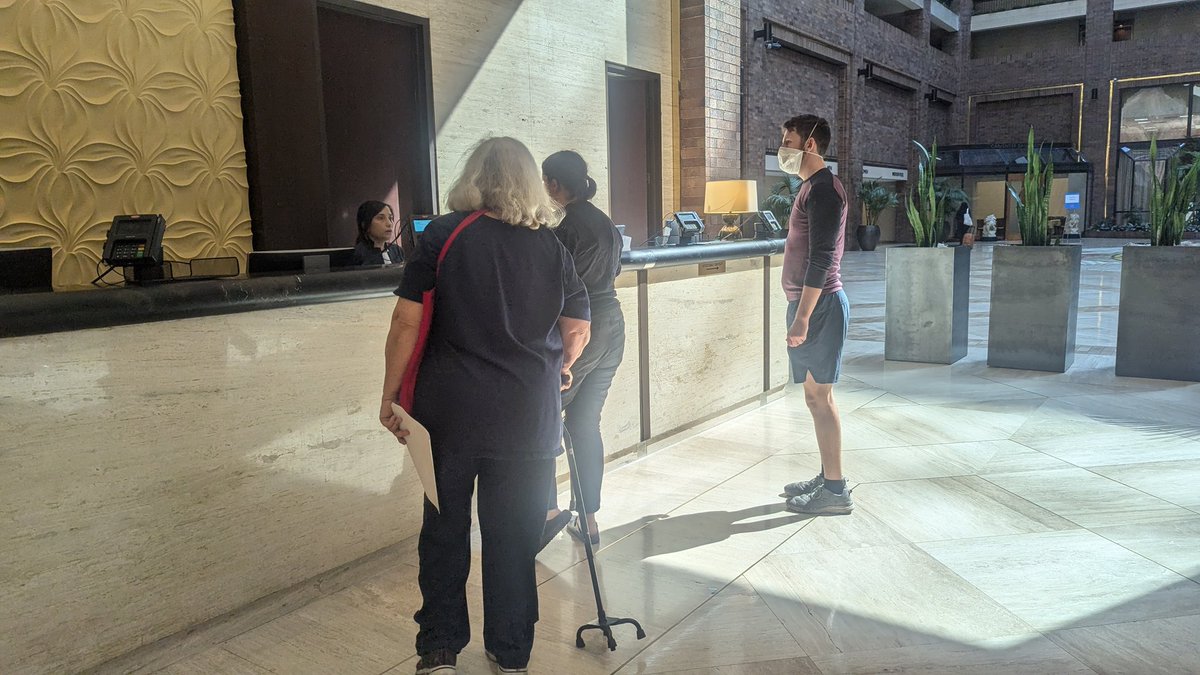 stevanzetti's tweet photo. Activists with @DFWAntiWar and @jvplive are seeking to speak with management of the @HiltonAnatole in Dallas to ask them to cancel the upcoming Global Conference for Israel hosted by @JNFUSA, the self-described the single largest provider of Zionist programs in the U.S. https://t.co/vaIRfLLL76