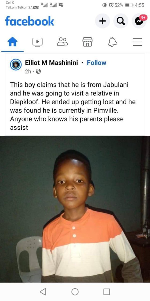 MbazimaThomason's tweet photo. This boy claims that he is from Jabulani and he was going to visit a relative in Diepkloof. He ended up getting lost and he was found he is currently in Pimville.
Anyone who knows his parents please assist https://t.co/1c6FhosMtY