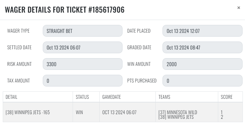 sharp_analysis's tweet image. 10/13 #SharpRecap 

#NFL 
💰[3] CLE Browns +9
❌[1] LAS Raiders +3
❌[1] DET Lions / DAL Cowboys Under 53

#NHL 
💰[2] WPG Jets -165