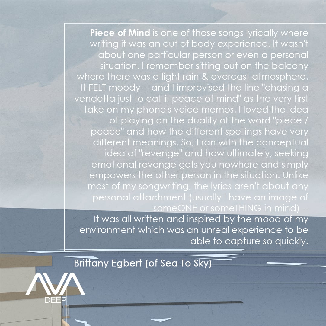 AVARecordings's tweet image. @brittanyegbert and @wefeelelated&apos;s new collaboration &quot;Piece Of Mind&quot; from their project @beseatosky delivers a soothing yet rhythmic experience of deep house!

DL/Stream: avadeep.lnk.to/pieceofmind

#avarecordings #avadeep #deephouse #vocal #light #brittanyegbert #elated #seatosky