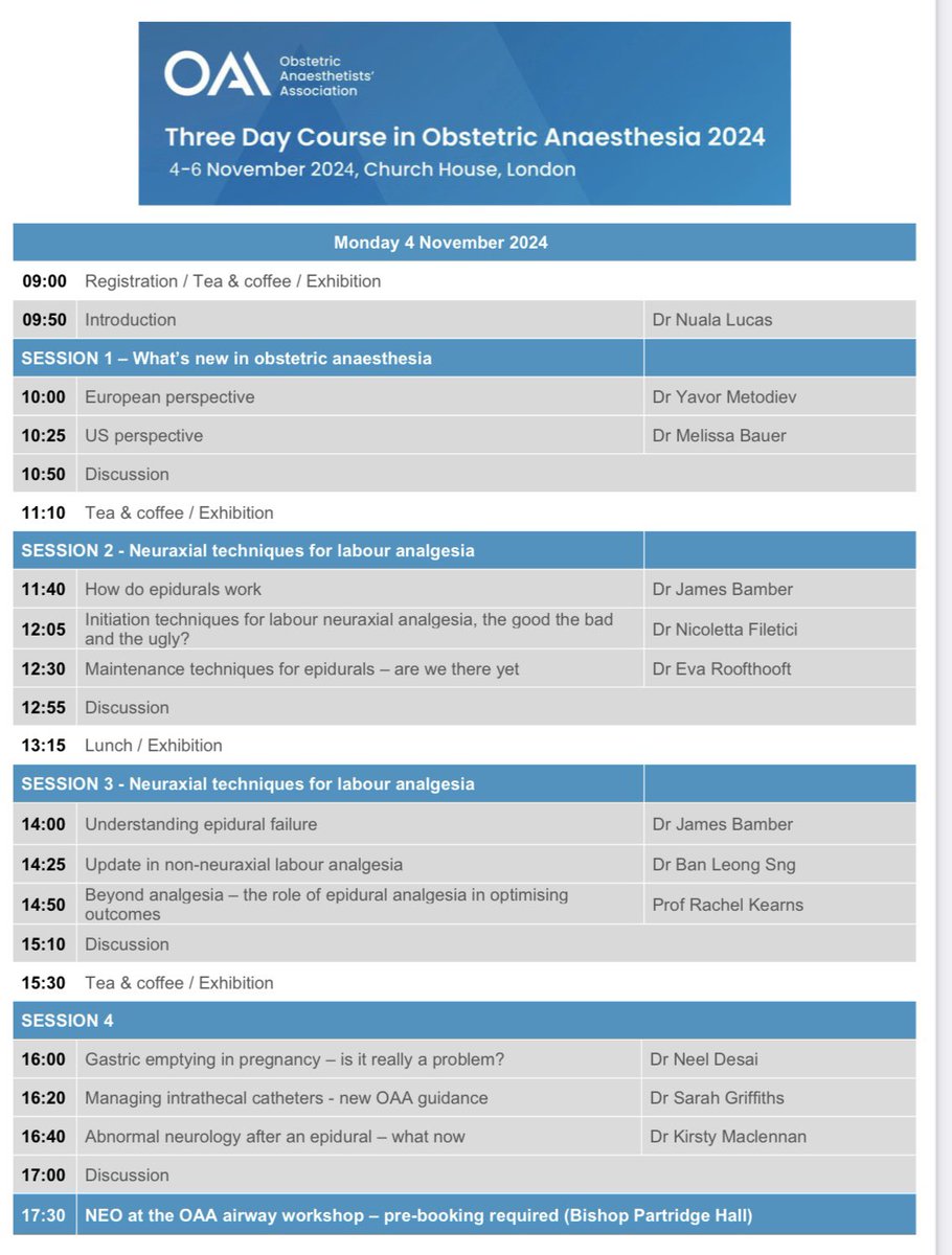 Simon Ash (@obsleepmerchant) on Twitter photo With #OAA3dc24 fast approaching, <a href="/OAAinfo/">OAA</a> offers a smorgasbord of #OBAnes for novice and expert alike. <a href="/noolslucas/">Nuala Lucas</a> will open day1 to “What’s new in #OBAnes?” with presentations from Dr Melissa Bauer and @YavorRM spanning the pond. <a href="/LateralTilt/">Jim Bamber</a> leads both epidural analgesia With #OAA3dc24 fast approaching, <a href="/OAAinfo/">OAA</a> offers a smorgasbord of #OBAnes for novice and expert alike. <a href="/noolslucas/">Nuala Lucas</a> will open day1 to “What’s new in #OBAnes?” with presentations from Dr Melissa Bauer and @YavorRM spanning the pond. <a href="/LateralTilt/">Jim Bamber</a> leads both epidural analgesia